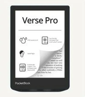 Imagen del producto de PocketBook Verse Pro, 15,2 cm (6"), pantalla E Ink Carta, resolución 1072 x 1448 píxeles, compatible con formatos ACSM, AZW, AZW3, CBR, CBZ, CHM, DOC, DOCX, DjVu, EPUB, EPUB DRM, FB2, FB2.ZIP, HTM, HTML, MOBI,..., M4A, M4B, MP3, OGG, BMP, JPEG, PNG, TIFF