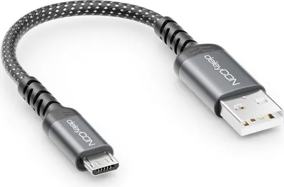 Produktbild von deleyCON 0,15m Micro USB Kabel Kurz Ladekabel Datenkabel Laden & Synchronisieren USB-A auf Micro USB Cable Adapter - Handy Smartphone Tablet Kamera PS4 Controller Usw.