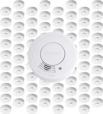 Productafbeelding van Wiltec rookmelderset, 80 stuks, met ingebouwde batterij van 3V, 10 jaar onderhoudsvrij, brandmelder met "HUSH"-functie, betrouwbare brandmelder met een volume van 85 dB, effectieve brandbescherming