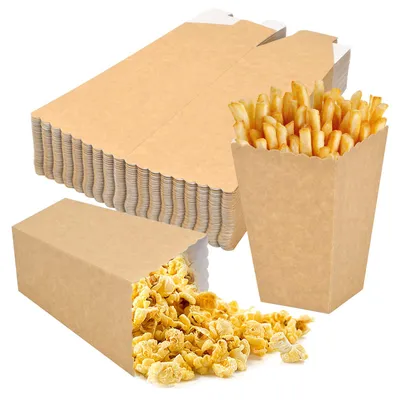 Image de Sacs en papier kraft pour pop-corn, lot de 50, 3 tailles différentes, réutilisables, idéaux pour les collations lors de fêtes