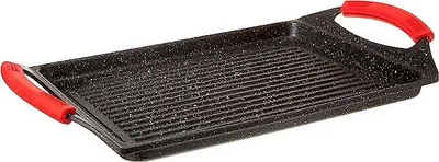 Grillplatte 45x27 cm, Alu, Antihaft, Induktion, Silikongriffe
