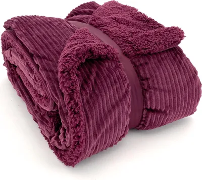 Obrázek produktu pro heimtexland ® super silná manšestrová útulná deka s huňatým kožíškem sherpa obývací deka 200x150 deka typ767 Bordeaux