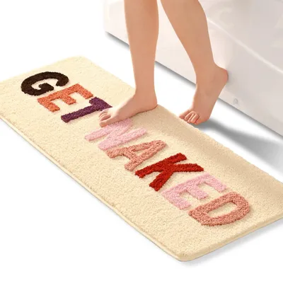 Productafbeelding van Antislip badmat, wasbaar, zachte microvezel, 45 x 120 cm, beige