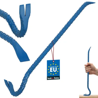 Produktbild von KOTARBAU® Brecheisen 60 cm mit Kuhfuß Doppelseitig Nageleisen Biegefest Brechstange Nagelzieher Werkzeug Bewehrungsstahl Pulverbeschichtet Blau