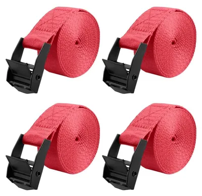 Immagine prodotto di Cinghie di sollevamento, capacità di carico 200 kg, larghezza 25 mm, lunghezza 1,5 metri, colore rosso, confezione da 4 pezzi
