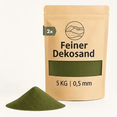 Productafbeelding van Deko-Sand, olijgroen, 10 kg, geschikt voor vazen, glazen en als decoratief materiaal
