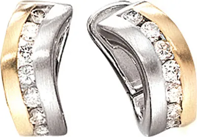 Produktbild von Creole Creolen 585 Weißgold Gelbgold Gold Diamant Brillanten Damen