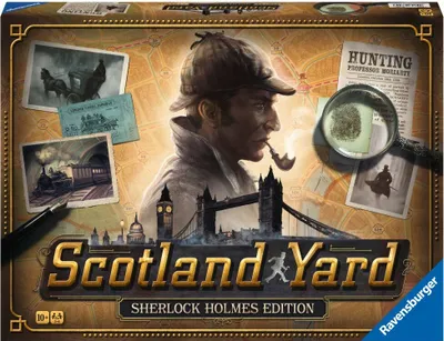 The image shows the box art for the board game Scotland Yard Sherlock Holmes Edition.