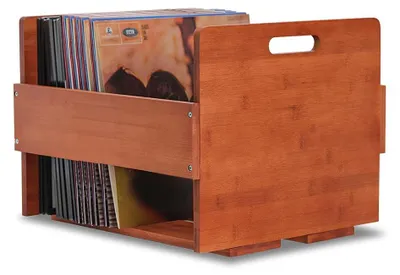 Produktbild von Bambus-Aufbewahrungsbox für Schallplatten, Fassungsvermögen bis zu 80 Stück