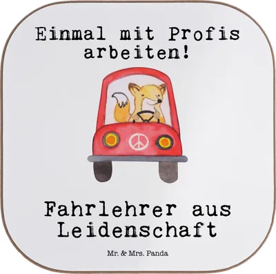 Produktbild von Mr. & Mrs. Panda Untersetzer für Gläser Fahrlehrer Leidenschaft - Weiß - Geschenk, Tassenuntersetzer, Spruch, Fahrschule, gläseruntersetzer, Lustig, Glas, Coaster, Beruf