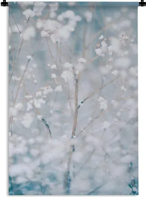 Produktbild von MuchoWow® Wandteppich Wandbehang Äste - Schnee - Winter - Natur - Botanisch 60x90 cm Tapisserie Dekoration Wandtuch - Foto-Teppich - Abwaschbar