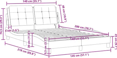 Zdjęcie produktu dla VidaXL 3214113, Szary, 145 cm, 2,18 m, 74,5 cm, 1400 x 2000 mm, 1 szt.