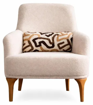 Image de Fauteuil de style moderne, structure en bois beige, design élégant, rembourrage moelleux