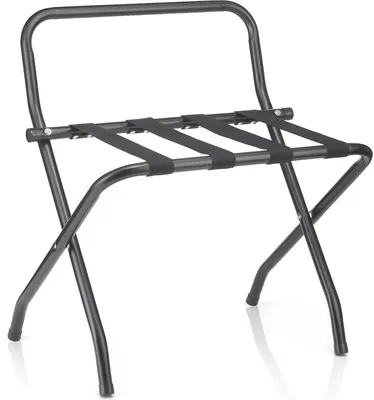 Produktbild von Kofferständer SUITE mit Wandschutz Kofferbock Kofferablage, Metall schwarz lackiert, klappbar