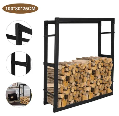 Produktbild von Eikuavons Kaminholzregal Brennholzständer 100*80*25CM wetterfestem Metall Brennholz Brennholzregal