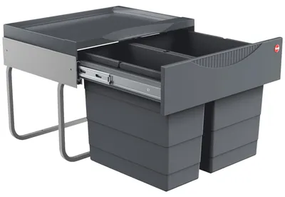 Image de Hailo Poubelle 3644901 Tandem 18+12 L pour armoires à partir de 50 cm