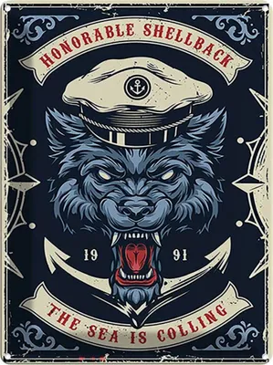 Produktbild von vianmo Blechschild 40x30 cm honorable shellback sea Dekoration