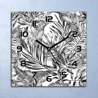 Produktbild von Wanduhr Echt-Glas-Küchenuhr Exotische Blatt Quarz Lautlos 30x30 Deko Bilder