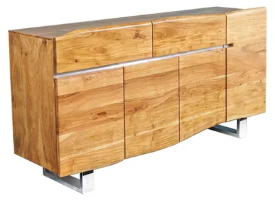 Immagine prodotto di Credenza ARKAYA 170 cm in legno massello di acacia – 4 ante, 2 cassetti e gambe in metallo