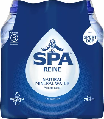 Immagine prodotto di Spa - Acqua pura Blauw Sportdop PetFless 750 ml | Confezione da 6 bottiglie da 750 ml | 12 pezzi