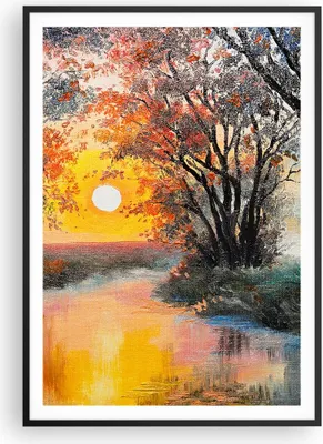 Produktbild von Gerahmtes Poster - Schwarzer Rahmen - Fluss Sonne Bäume - 70x100 cm - Wand Bild - Wanddeko - Wandbilder - Kunstposter - Wandposter - Bilderrahmen - Bilder - Kunstdruck - Wandbild - P2BPA70x100-4190