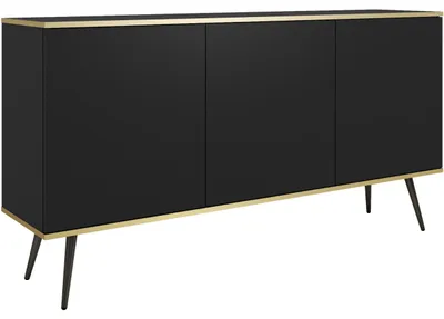 Produktbild von Kommode K160 in Schwarz, 160 cm Breite, 85 cm Höhe, 39 cm Tiefe, mit Metallfüßen