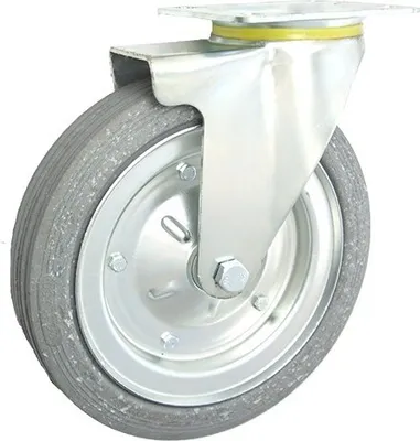 Produktbild von Metal-Gummi-Räder GRAU Ersatzrad Gummi 250mm / 220kg In kippbaren Gehäusen Vollgummireifen Stahl-Felgen Transportrollen (92S)
