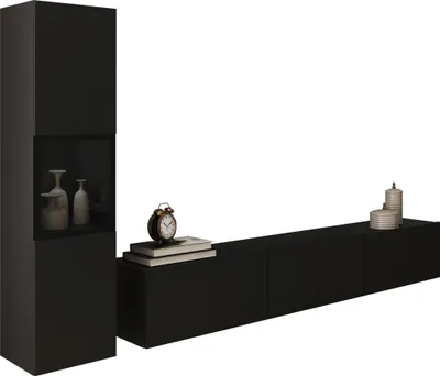 Produktbild von MIRJAN24 Wohnwand Berlin I, Stilvoll Wohnzimmer-Set, TV-Schrank, Modern Mediawand (Schwarzer Graphit, ohne Beleuchtung)