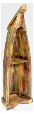 Produktbild von Bootsregal mit Steg, Standregal zur Aufbewahrung, maritimer Stil, Albesia Holz, Multicolor, ca. 93-98 cm - Klein