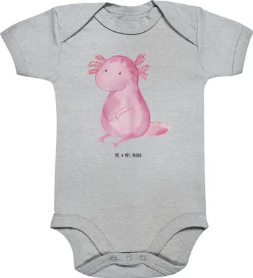 Produktbild von Mr. & Mrs. Panda Strampler Baby Axolotl Niedlich 1. - 3. Monat - Heather Grey - Geschenk, Zufrieden, babykleidung body, Weisheit, overall, Liebe, Lebensweisheit, Fröhlich