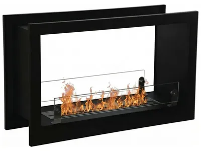 Produktbild von Massenzio - Einbaubarer Bioethanol-Kamin beidseitig 90x55x30 cm mit 2,3-Liter-Brenner Schwarz