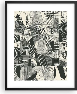 Produktbild von Gerahmtes Poster - Schwarzer Rahmen - Abstraktion Vintage Schwarz - 40x50 cm - Wand Bild - Wanddeko - Wandbilder - Kunstposter - Wandposter - Bilderrahmen - Bilder - Kunstdruck - P2BPA40x50-5052