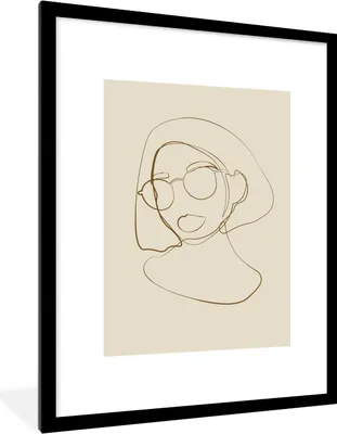 Produktbild von MuchoWow® Gerahmtes Poster Frau - Linienkunst - Minimalismus 60x80 cm - Poster mit Schwarzem Bilderrahmen Wandposter Rahmen Foto Bilder - Wohnzimmer - Dekorationen - Prämie