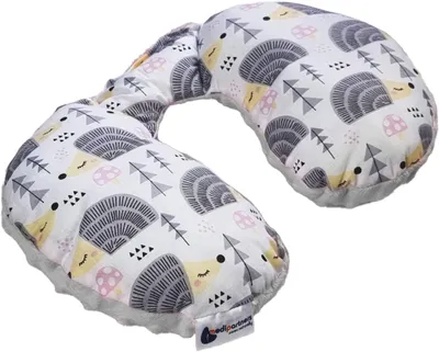 Produktbild von Nackenstütze nackenkissen baby reisekissen Baumwolle/Minky graue Igel mit grauen Minky