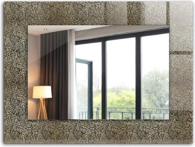 Produktbild von Bedruckter Spiegel - Wandspiegel - Dekorativer - Modern - 80x60 cm - Goldornamentmuster