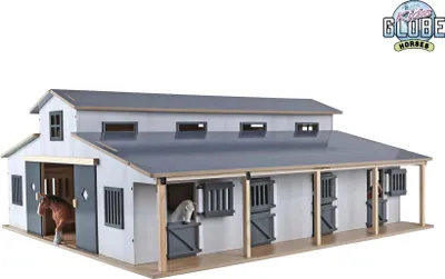 Produktbild von Kids Globe Horses Pferdestall (7 Pferdeboxen, mit Lagerfläche im Dach, 1:24)
