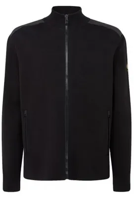 Obrázok produktu pre Belstaff pánska hrubá pletená bunda so zipsom, čierna: Veľkosť XXL