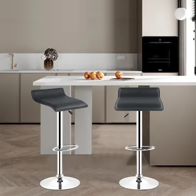 Produktbild von 2er-Set Barhocker aus Kunstleder stylischer Tresenhocker höhenverstellbar Schwarz