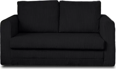 Image de Best Mobilier Marilia - canapé 2 places - convertible déplimousse - en velours côtelé , Noir