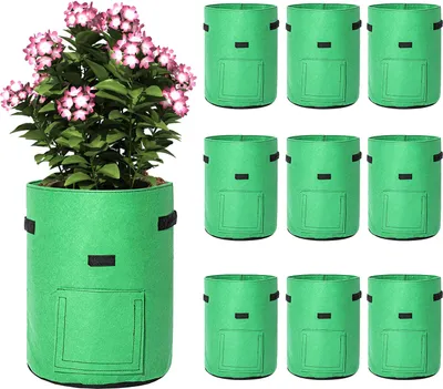 Obrázok produktu pre Jopassy 10 kusov 38 litrových vriec na sadenie zemiakov vrece na sadenie z netkanej textílie 10 galónov F35 × 40 cm sadenie vriec na sadenie s rukoväťami na prenášanie, zelené