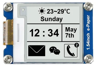 Productafbeelding van Waveshare 1.54 inch e-paper display module kit, resolutie 200 x 200, 3.3V e-ink elektronisch scherm voor Raspberry Pi met SPI-interface en ingebouwde controller