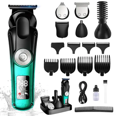 Produktbild von Haarschneider, 6-in-1 Barttrimmer – Mit LED-Anzeige, Präzisionstrimmer für Körper-, Gesichtshaar und Nasentrimmer, Wiederaufladbar