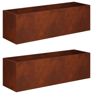 Image de vidaXL Jardinières pour l'extérieur, lot de 2, aspect rouille, 100 x 30 x 30 cm