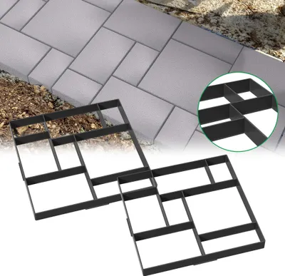 Obrázok produktu pre XMTECH DIY betónová forma sada 2, 8 komôr dlažba forma chodník debnenie forma, opakovane použiteľné betónové liatie formy pre chodník záhrada dvor terasa bazén dekor, model B