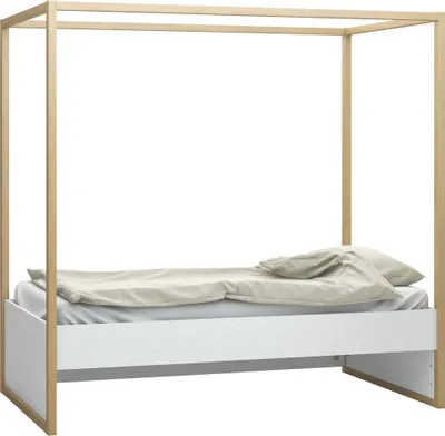 Produktbild von Kinderbett / Jugendbett Minnea 31, Farbe: Weiß / Eiche - Liegefläche: 90 x 200 cm (B x L)
