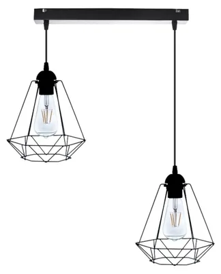 Produktbild von KAR-LIGHTING Pendelleuchte 2-flammig Schwarz, Metall – Esszimmer, Wohnzimmer, Küche – E27