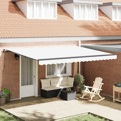 Immagine prodotto di Maison Exclusive - Tenda da sole estensibile bianca 450 x 350 cm in poliestere e alluminio