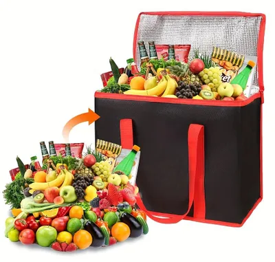 Kühltasche 35 L, aufklappbar, schwarz/rot, für Auto & Picknick