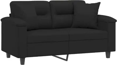 Productafbeelding van Tweezitsbank met kussens 120 cm microvezelstof zwart