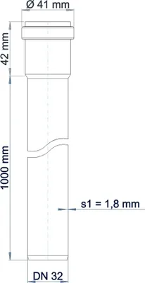 Produktbild von Poloplast POLO-KAL NG, Steckmuffenrohr, DN 32, Stange mit 1m, 1 Stk.